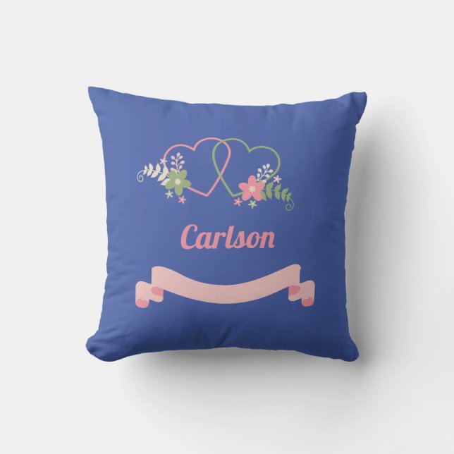 Two Linked Hearts Love Design Wedding Throw Pillow (Front)