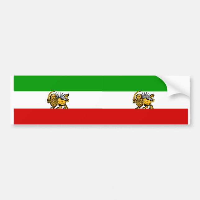 TWO Lion & Sun Iran Flags Bumper Sticker (Front)