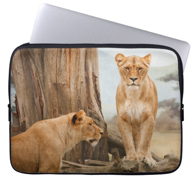 Two Lions Couple Laptop Sleeve (Front)