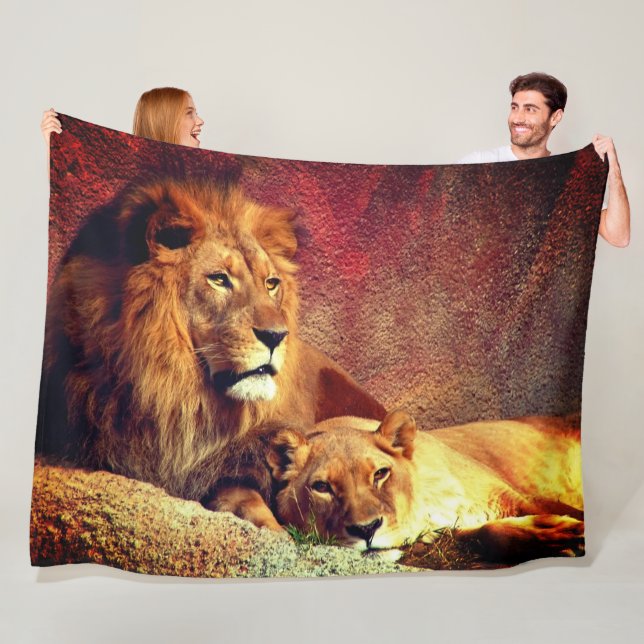 Two Lions Fleece Blanket (In Situ)