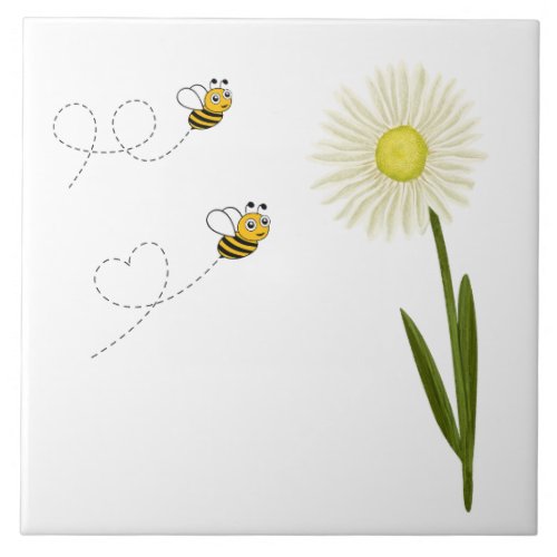 Two little and cute bees ceramic tile