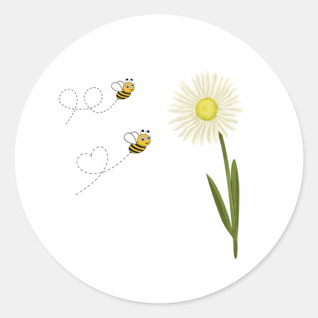 Two little and cute bees classic round sticker (Front)