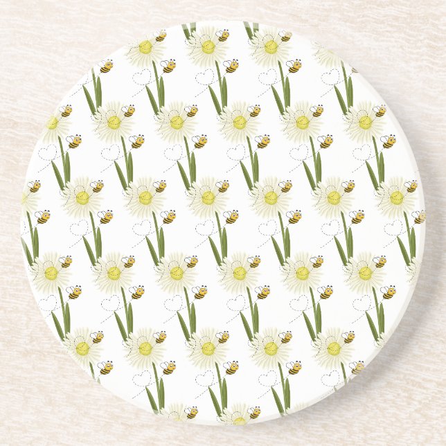 Two little and cute bees coaster (Front)