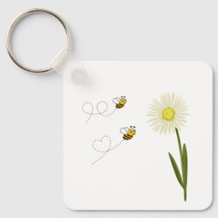 Two little and cute bees keychain