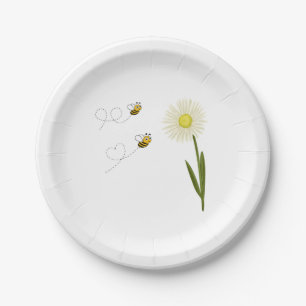 Two little and cute bees paper plates