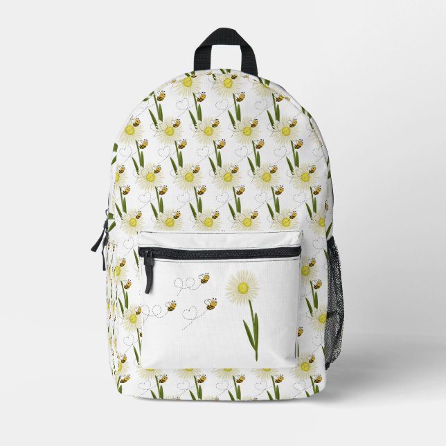 Two little and cute bees printed backpack (Front)