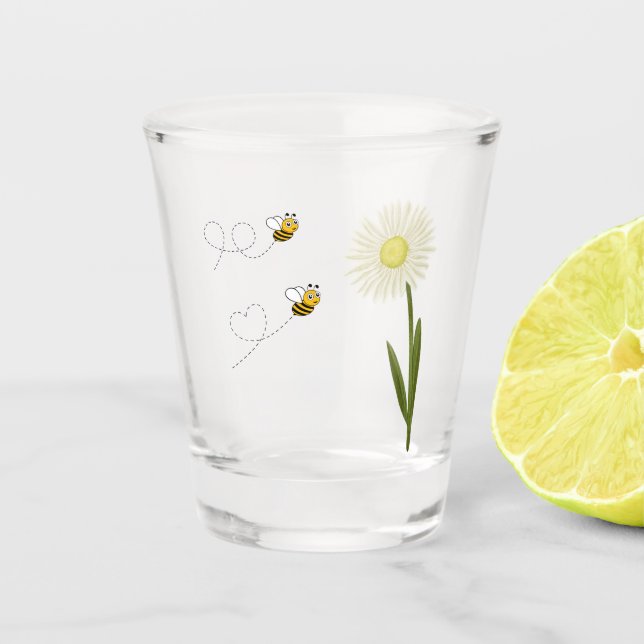 Two little and cute bees shot glass (Front)