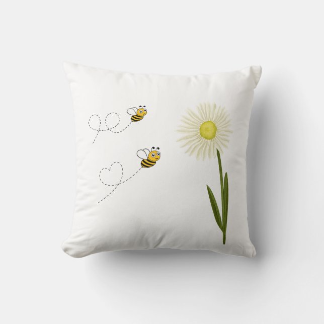Two little and cute bees throw pillow (Front)
