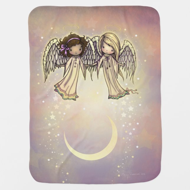 Two Little Angels on a Twinkling Night Art Baby Blanket (Front)