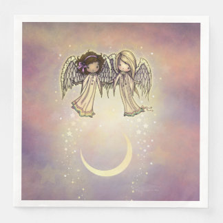 Two Little Angels on a Twinkling Night Art Paper Dinner Napkins