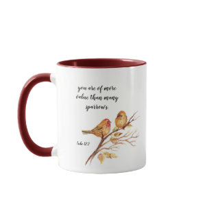 Two Little Bird Sparrows Bible Verse Inspirational Mug