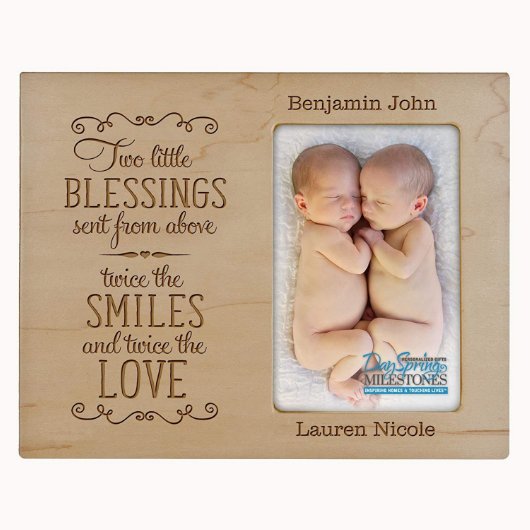 Two Little Blessings Baby Maple Wooden Photo Frame (Front)
