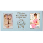 Two Little Blessings Cute Blue Wooden Photo Frame (Front)