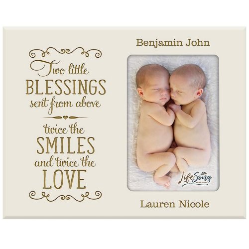 Two Little Blessings Cute Ivory Picture Frame