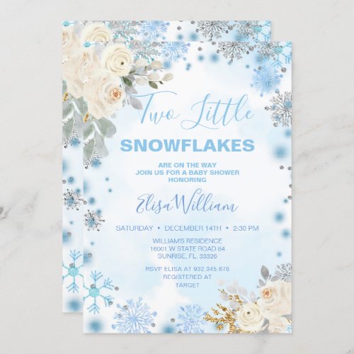 Two little Blue Snowflakes are on the way  Invitation