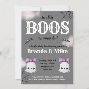 Two Little BOOS are almost Due! Ghost Baby Shower Invitation
