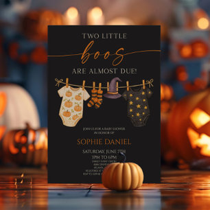 Two Little Boos Are Almost Due! Twins Baby Shower Invitation