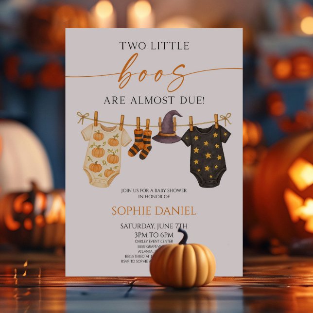 Two Little Boos Are Almost Due! Twins Baby Shower Invitation (Creator Uploaded)