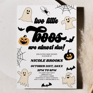Two Little Boos Are Almost Due! Twins Baby Shower Invitation