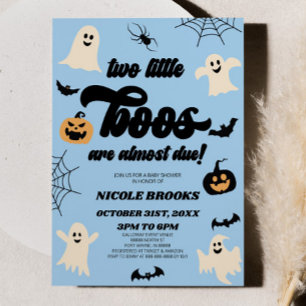Two Little Boos Are Almost Due! Twins Baby Shower Invitation