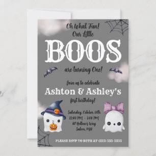 Two Little BOOS are turning 1! Ghost 1st Birthday Invitation
