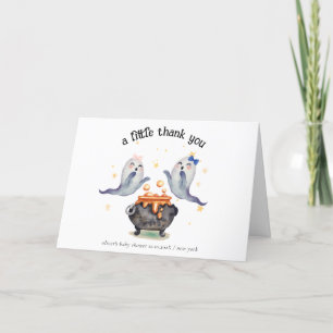 Two Little Boos Ghost Halloween Twins Baby Shower  Letterpress Thank You Card