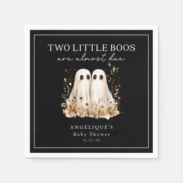 Two Little Boos Ghosts Wildflower Baby Shower  Napkins (Front)