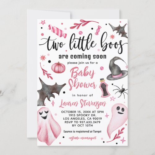 Two Little Boos Halloween Baby Shower  Invitation