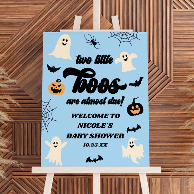 Two Little Boos Twins Baby Shower Welcome Sign | Zazzle