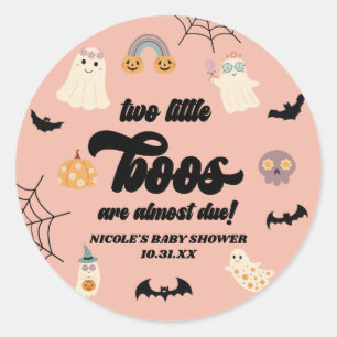 Two Little Boos Twins Halloween Baby Shower Classic Round Sticker