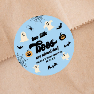 Two Little Boos Twins Halloween Baby Shower Classic Round Sticker