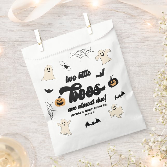 Two Little Boos Twins Halloween Baby Shower Favor Bag (Clipped)