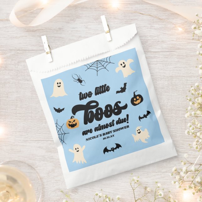 Two Little Boos Twins Halloween Baby Shower Favor Bag (Clipped)