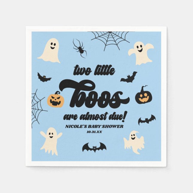 Two Little Boos Twins Halloween Baby Shower Napkins (Front)