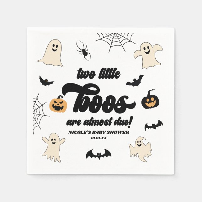 Two Little Boos Twins Halloween Baby Shower Napkins (Front)