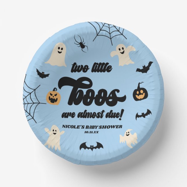 Two Little Boos Twins Halloween Baby Shower Paper Bowls (Front)