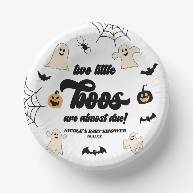 Two Little Boos Twins Halloween Baby Shower Paper Bowls (Front)