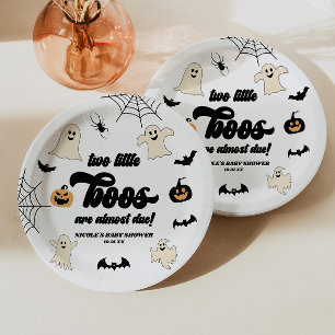 Two Little Boos Twins Halloween Baby Shower Paper Plates