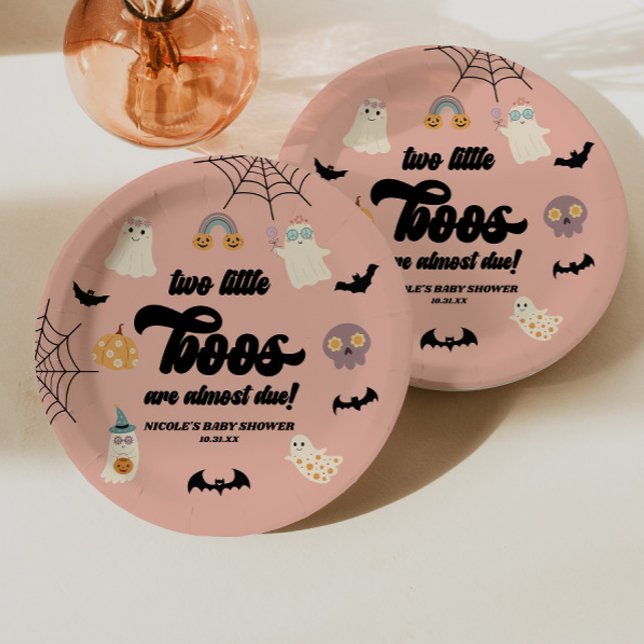 Two Little Boos Twins Halloween Baby Shower Paper Plates (Creator Uploaded)