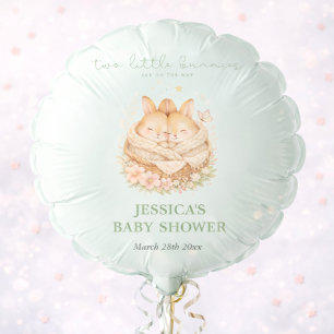 Two Little Bunnies On The Way Twin Baby Shower Balloon