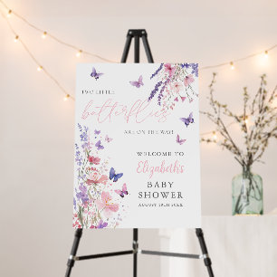 Two Little Butterflies Baby Shower Welcome Sign