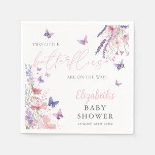 Two Little Butterflies Floral Twins Baby Shower Napkins