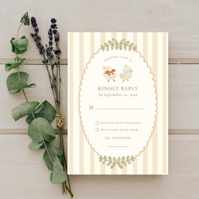 Two Little Chicks | Twins Watercolor RSVP Card (Creator Uploaded)