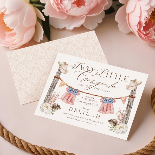 Two Little Cowgirls Are on The Way Baby Shower Invitation (Two Little Cowgirls Are on The Way Baby Shower Invitation)