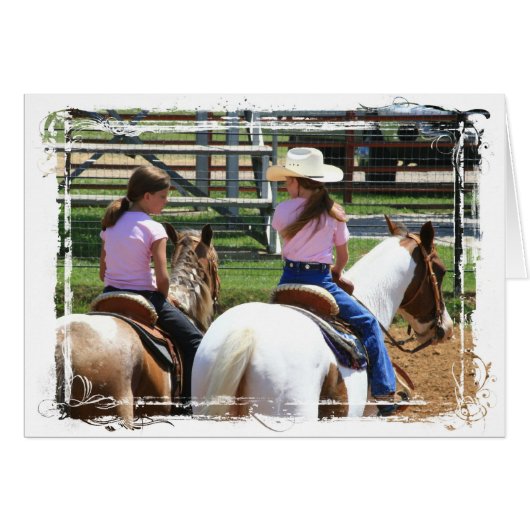 Two Little Cowgirls Cards (Front Horizontal)