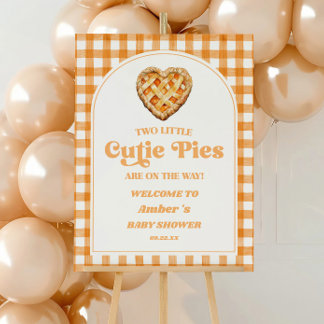 Two Little Cutie Pies Baby Shower Welcome Sign