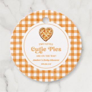 Two Little Cutie Pies Retro Twins Baby Shower Favor Tags