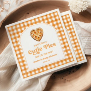 Two Little Cutie Pies Retro Twins Baby Shower Napkins