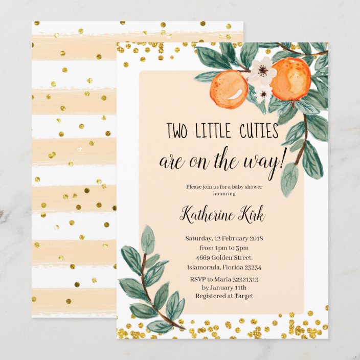 Two Little Cuties are on the way Baby Shower Invitation