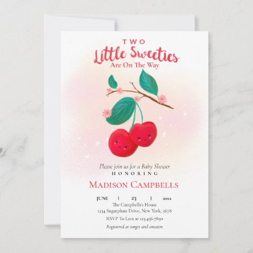 Two Little Cuties Are On The Way Cherries Invitation